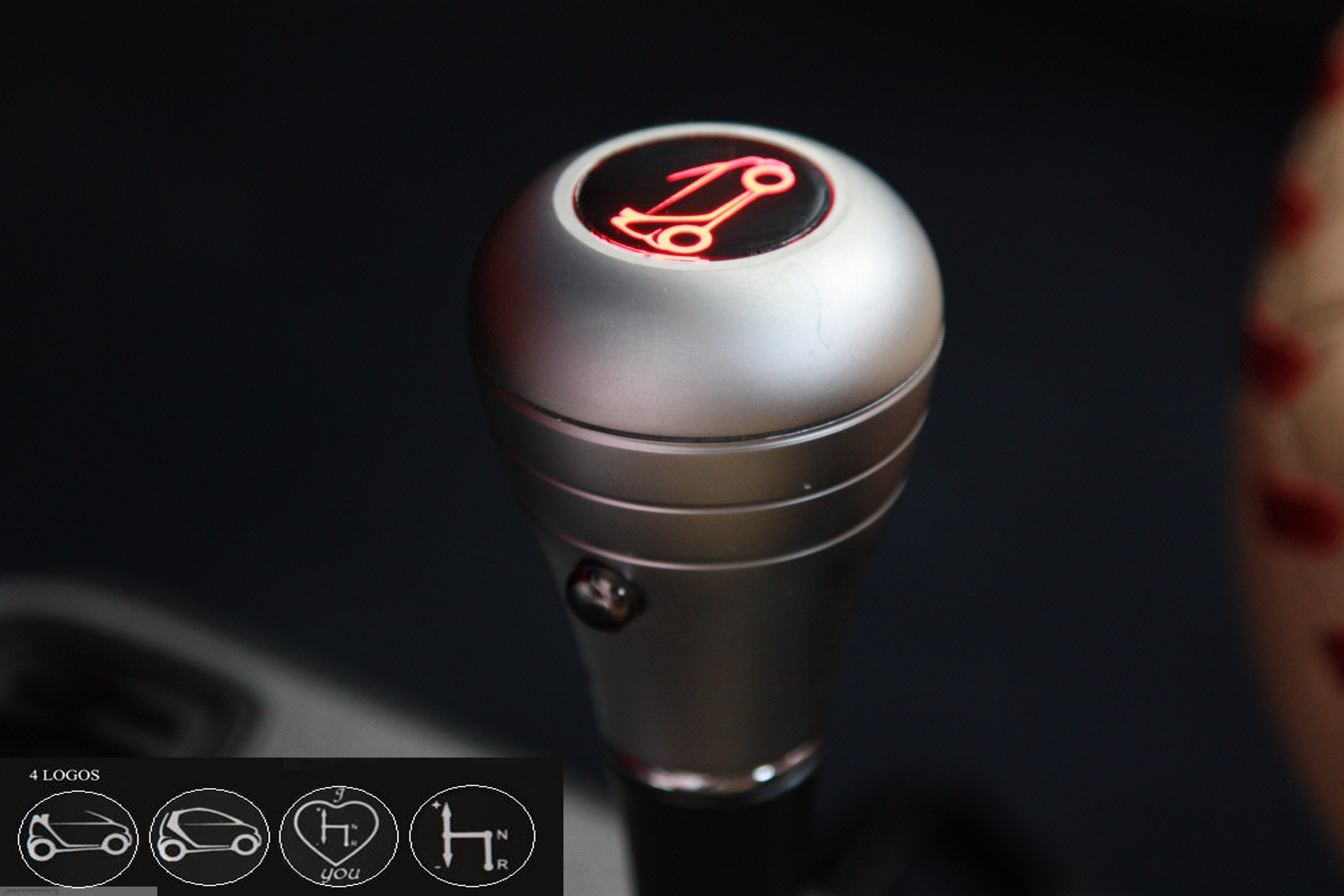Gear Shift Knob Chrome Satine Red Light Smart Fortwo 450.