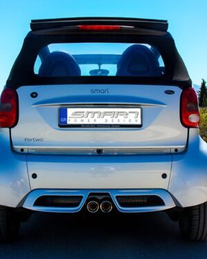 This is the Rear Spoiler manufactured by Smart Power Design. The Rear Spoiler is designed to fit with also Brabus Exhaust.