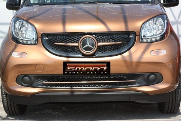 This is the new Smart Fortwo 453 in Hazel Brown Metallic color Edition. The Front Grille and the Trim Strip are also installed on it.