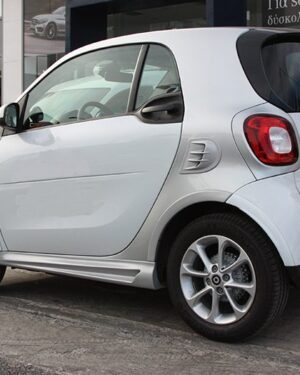 This is the rear view of a Smart Fortwo 453 with Smart Power Design's Fender Flares and Side Skirts installed.
